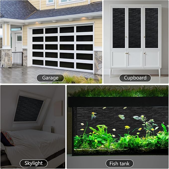 Haton Blackout Window Film, Black Out Sun Blocking Window Cover, Static Cling Frosted Privacy for Glass, Heat Control Darkening Room Coverings Shades Tint for Home Day Sleep, 23.6" x 157.4"