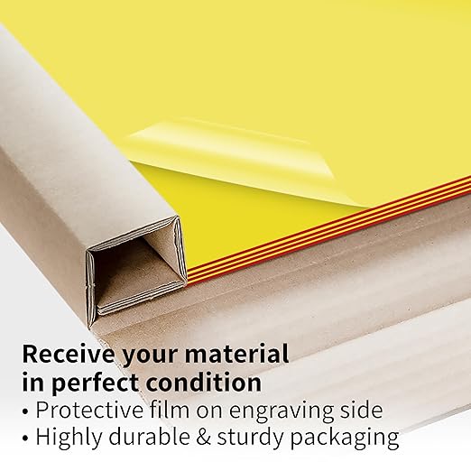 Trotec TroLase | 12"x24"x1/16", 4 Pcs | Yellow/Red | 2 Ply | Modified Acrylic | Laser Engraving Double Color Plastic Sheet | Engraving Blanks for Laser, Saw, Guillotine | Made in USA