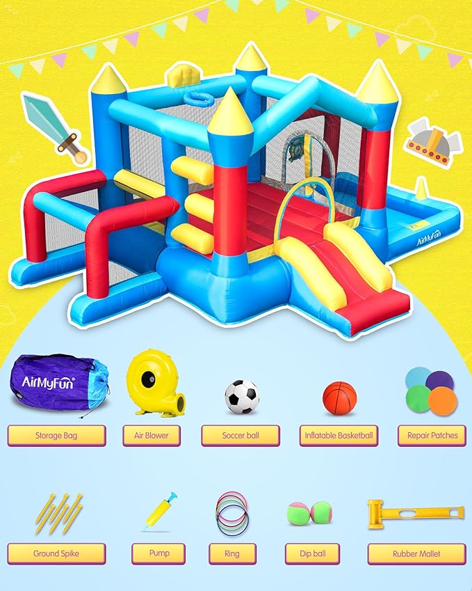 AirMyFun Bounce House for Kids 3-6, Premium Material Bounce House with Slide,Indoor Outdoor Inflatable Bounce House, Includes Blower – Bouncy Castle for Fun & Birthdays