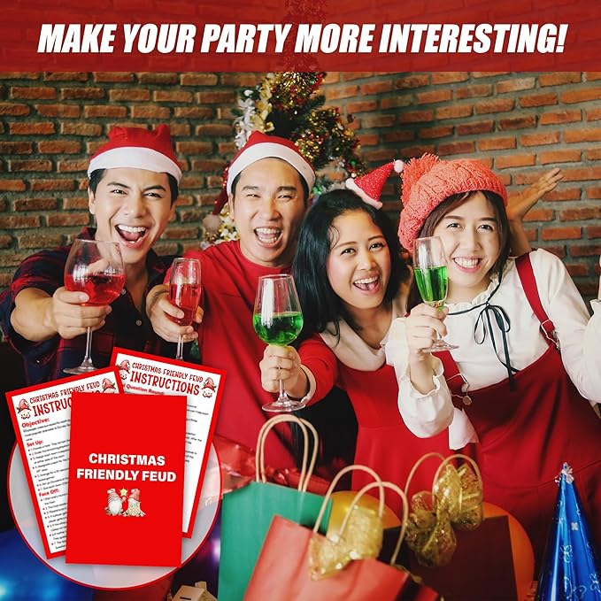 Christmas Friendly Feud Game, Funny Christmas Party Games, Friendly Feud Trivia Quiz for Family, Winter Xmas Holiday Party Supplies for Adults -08