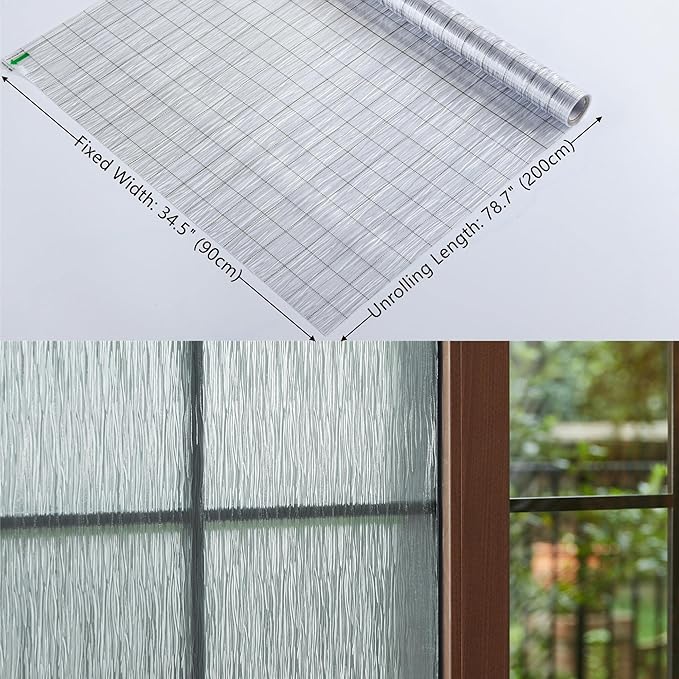 VELIMAX Frosted Window Privacy Film Non Adhesive Window Cling Removable Glass Covering Clear Water Opaque Window Film for Home Anti UV 35.4x78.7 inches
