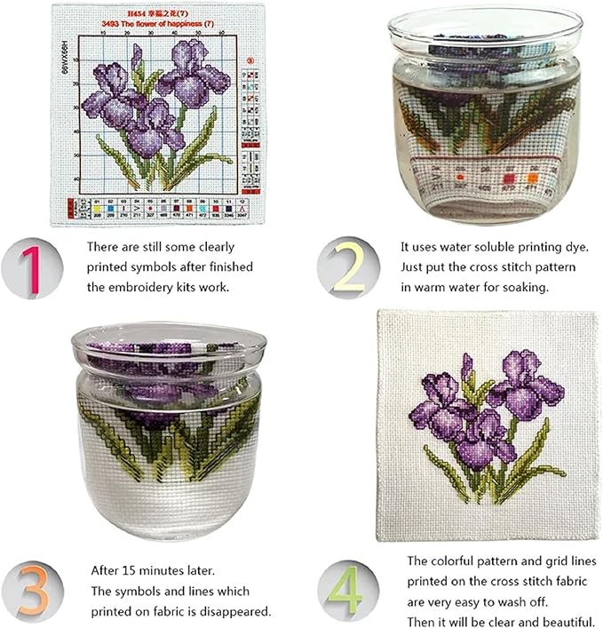 Magxvouy Cross Stitch Kits Stamped Full Range of Embroidery Kits,Cross Stitch Patterns Needlework Kits for Beginners 11CT Printed Kits&Moonlit Peach Blossoms 16x20 inch
