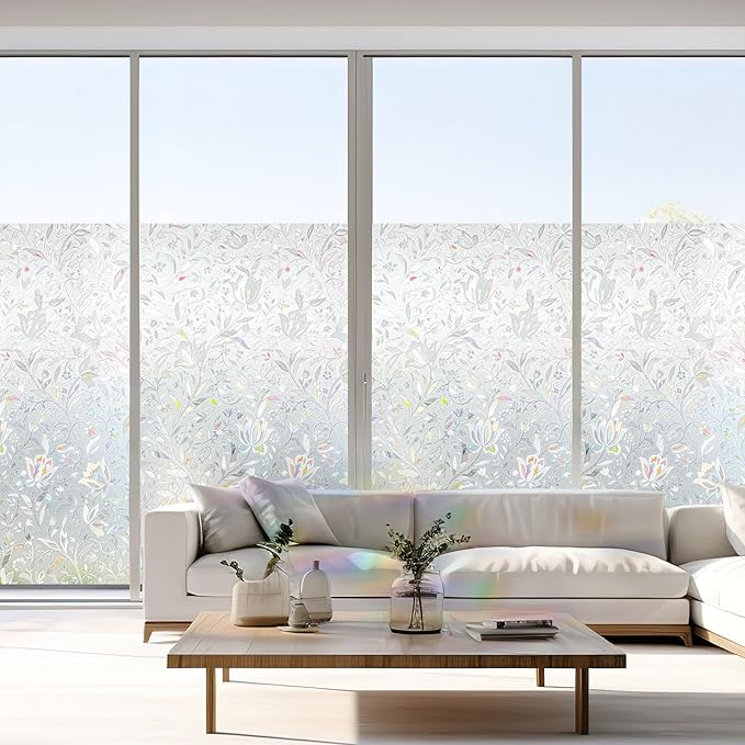 Hilarious Tulip Window Cling, Stained Glass Static Stickers Decorative for Windows, Removable Window Covering Vinyl, Non-Adhesive Stickers (29.5'' x 78.7'')