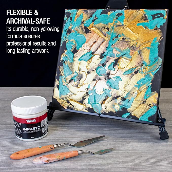 U.S. Art Supply Impasto Clear Acrylic Gel Medium (500ml Tub) - Layering & Extending Acrylic Paint