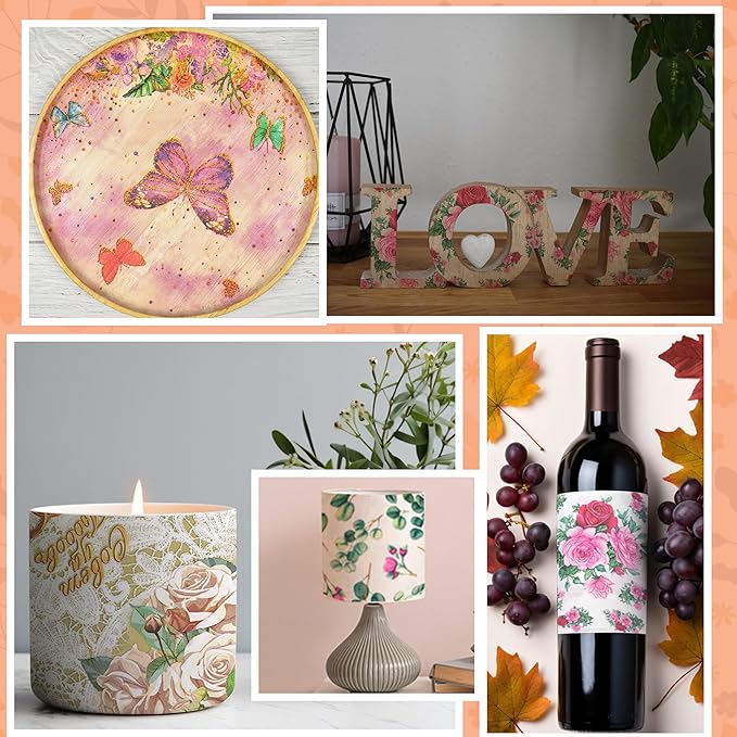 Decoupage Napkins Assorted Floral 27 Pack 9 Styles for DIY Crafting Birthday Party , Decorative Decoupage Napkins Cocktail Paper ,Each Unfolded 13 Inch (Colorful Floral)
