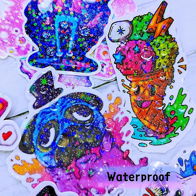 36 Sheets Holographic Sticker Paper Waterproof 8.5" x11'' Clear Vinyl Sticker Sheets Self-Adhesive Rainbow Overlay Sheets with 6 Styles Mixed