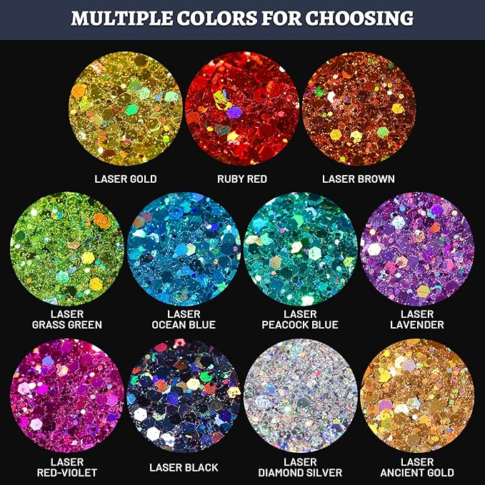 LEOBRO Brown Glitter, 160G/5.64OZ Holographic Chunky Glitter for Crafts, Resin, Body Nail Face Hair, DIY Decorations