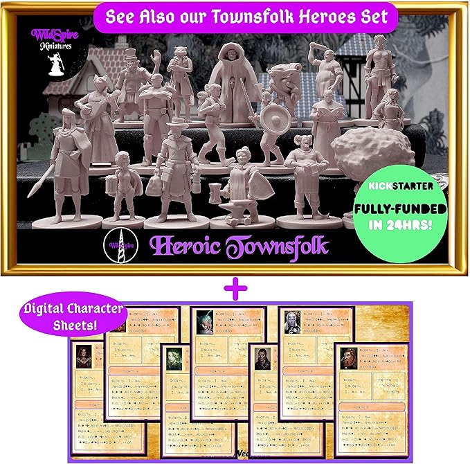 Wildspire Hero, Player-Character, NPC DND Miniatures, 28mm32mm Unpainted D&D Minis Dungeons & Dragons Figures D D Bulk Pathfinder Fantasy Tabletop Fantasy Minis Set