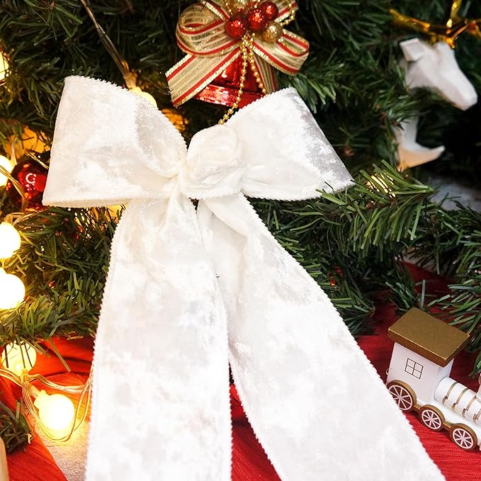Ivory Velvet Ribbon 2.5 Inch x 10 Yards for Christmas Tree Topper Home Decoration Wreath Gift Wrapping DIY Craft