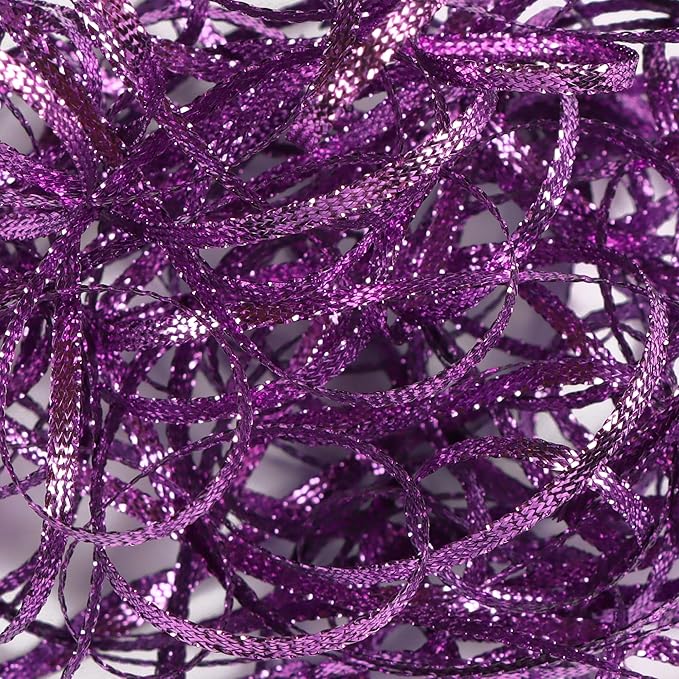 Purple Thin Ribbon 1/8 inch Metallic Braided Double Faced Ribbons Curling Ribbons for Balloon String Crafts Gift Wrapping Party Wedding Christmas Ornaments Decoration 7 Yard x 3 Rolls