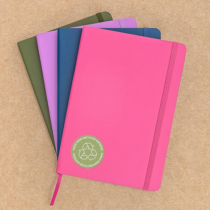 PAPERAGE Recycled Blank Journal Notebook, (Rose), 160 Pages, Medium 5.6 in x 8 in - 100 GSM Thick Paper – Hardcover Journaling Notebook for Work, School, Note Taking or Sketching