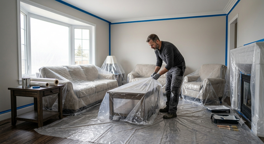 How to Prepare a Room for Painting with Plastic Drop Cloths and Masking Film