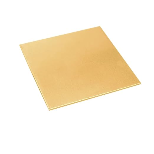 14 Gauge Brass Sheet，H62 Brass Plates Metal 0.059" Thickness x 5.9" Width x 5.9" Lenght, for Models, Crafts, Repairs, Electrical, 1Pcs