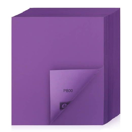 Sandpaper 800 Grit 20 PCS, Wet Dry Sanding Sheets 9 x 11 Inch, Purple Alumina Abrasive Sand Paper for Wood, Metal, Drywall, Resin, Automotive Sanding, Polishing, Grinding, by POLIWELL