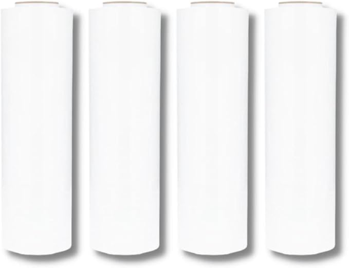 PSBM White Stretch Wrap, 15 Inch x 1476 Feet, 8 Pack, Tinted Pre-Stretched Shrink Wrap Film for Moving, Packaging, Pallet Wrapping