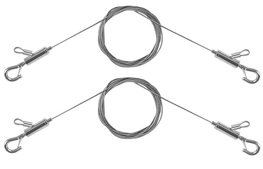 2PCS Adjustable Picture Hanging Wire 2m x 1.5mm Large Hooks, Picture Frame Wire Kit Heavy Duty 100lbs, Stainless Steel for Art, Mirror, Light Lamp, Billboards, Basket Flowerpot