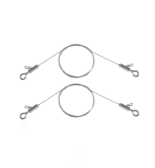 2PCS Adjustable Picture Hanging Wire 1.5m x 1mm Small Hooks, Picture Frame Wire Kit Heavy Duty 50lbs, Stainless Steel for Art, Mirror, Light Lamp, Billboards, Basket Flowerpot