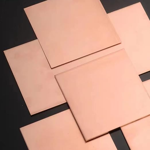4 Pcs 99.9% Pure Copper Sheet, 4" x 4", 18 Gauge(1mm) Thickness, Double Sided Film Attached Copper Sheets Metal Plates for Crafting, Modelers, Jewelry, Repairs, Electrical