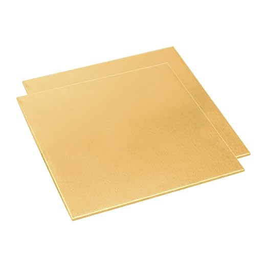 6 Gauge Brass Sheet，H62 Brass Plates Metal 0.157" Thickness x 3.9" Width x 3.9" Lenght, for Models, Crafts, Repairs, Electrical, 2Pcs