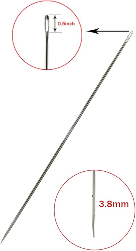 MJMP 8" Professional Upholstery Large Eye Long Needle Easy to Thread,Used for Furniture Weaving Leather Hand Sewing. (8")