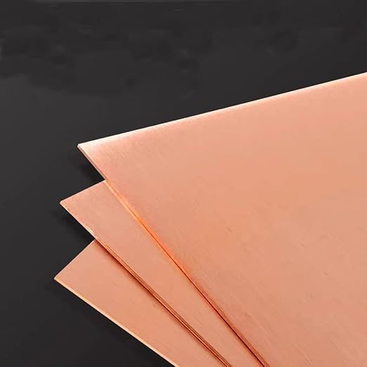 4 Pcs 99.9% Pure Copper Sheet, 4" x 4", 20 Gauge(0.8mm) Thickness, Double Sided Film Attached Copper Sheets Metal Plates for Crafting, Modelers, Jewelry, Repairs, Electrical