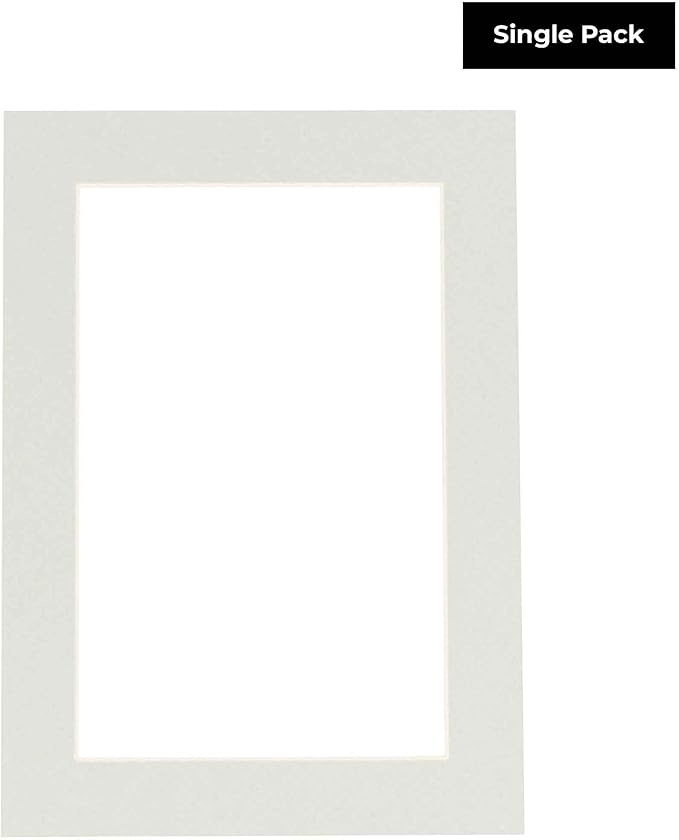 8x10 Mat Bevel Cut for 5.5x8.5 Photos - Acid Free Grey Precut Matboard With Backing Board and Crystal Clear, Self Seal Photo Mat Bag - For Pictures, Photos, Framing - 4-ply Thickness
