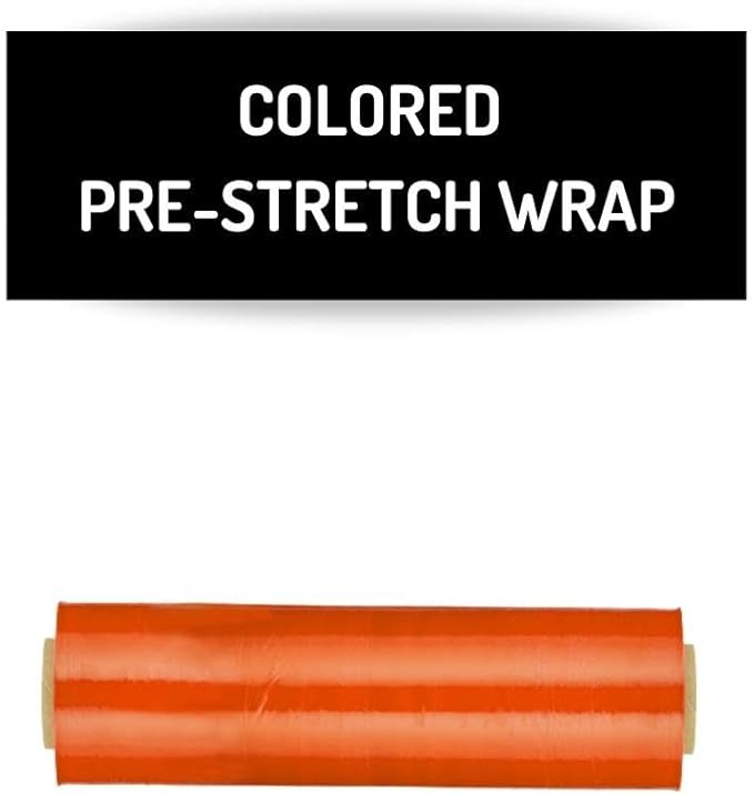 PSBM Orange Stretch Wrap, 15 Inch x 1476 Feet, 4 Pack, Tinted Pre-Stretched Shrink Wrap Film for Moving, Packaging, Pallet Wrapping