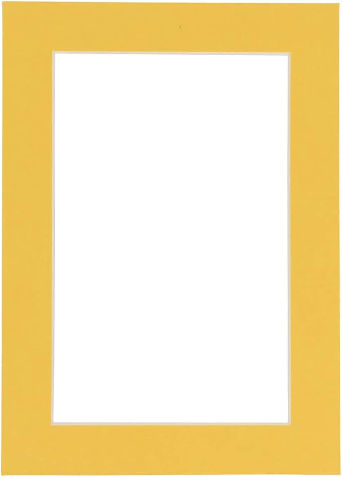 Poster Palooza 8.5x11 Mat Bevel Cut for 7x9 Photos - Acid Free Chamois Yellow Precut Matboard - For Pictures, Photos, Framing - 4-ply Thickness