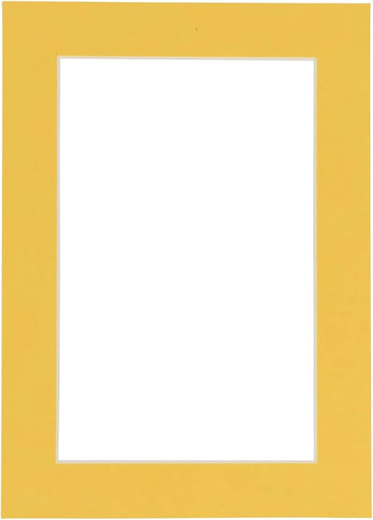 11x14 Mat Bevel Cut for 8.5x11 Photos - Acid Free Chamois Yellow Precut Matboard With Backing Board and Crystal Clear, Self Seal Mat Bag - For Pictures, Framing - 4-ply Thickness