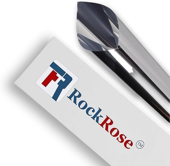 Rockrose Professional Window Tint for Home – One Way Privacy Window Film for Home Offices Heat Blocker Reflective Adhesive Mirror Tint with 99% UV Block – Silver 48in x 100FT