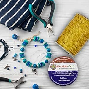 Mandala Crafts 1.5mm 109 Yards Indigo Cotton Waxed Cord for Jewelry Making Bracelet Cord Waxed String - Beading String Thread Jewelry Cords for Necklaces String