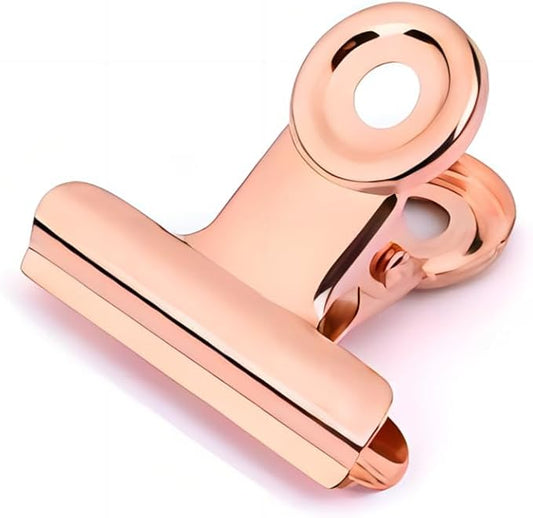 Coideal Bulldog Paper Clips Rose Gold, 20 Pcs 2 Inch Large Metal Binder Hinge Clip for Office, Food Bags, Pictures Photos, Art Crafts (50 mm)