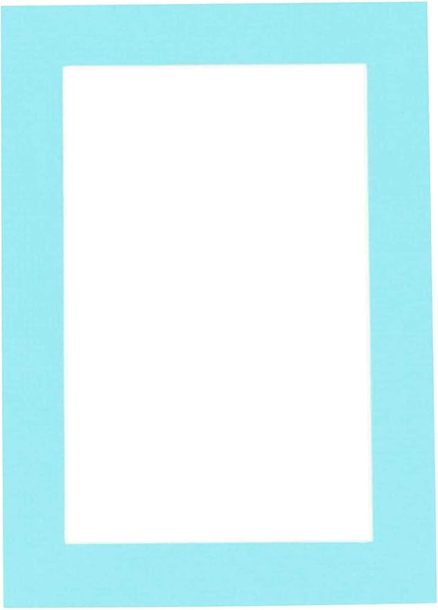 Pack of 25 Acid Free 8.5x11 Mats Bevel Cut for 7x9 Photos - Aquamarine Blue Precut Matboards With Backing Boards and Clear Photo Mat Bags For Pictures, Photos, Framing - 4-ply Thickness