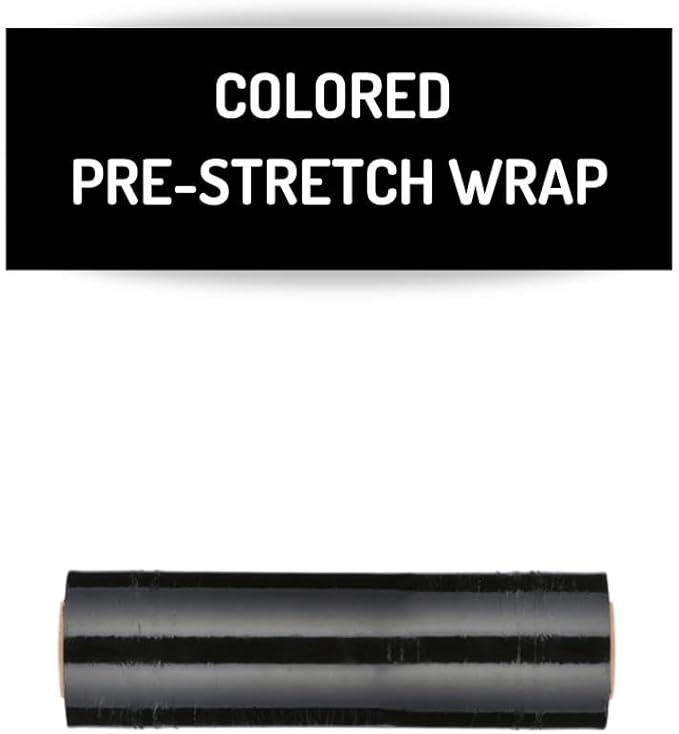 PSBM Black Stretch Wrap, 15 Inch x 1476 Feet, 4 Pack, Tinted Pre-Stretched Shrink Wrap Film for Moving, Packaging, Pallet Wrapping