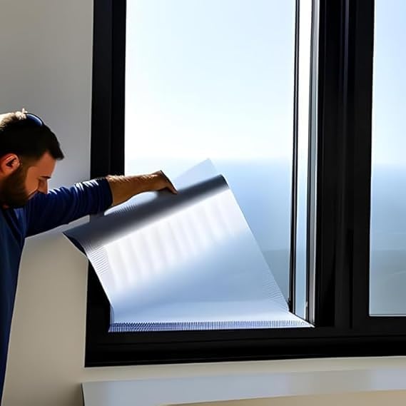 Rockrose Professional Window Tint for Home – One Way Privacy Window Film for Home Offices Heat Blocker Reflective Adhesive Mirror Tint with 99% UV Block – Silver 30in x 100FT