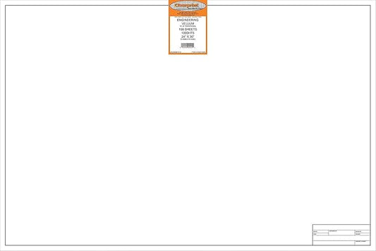 Clearprint 24" x 36" 1000H Design Vellum Sheets with Engineer Title Block, 16 lb., 100% Cotton, 100 Sheets Per Pack, 1 Each