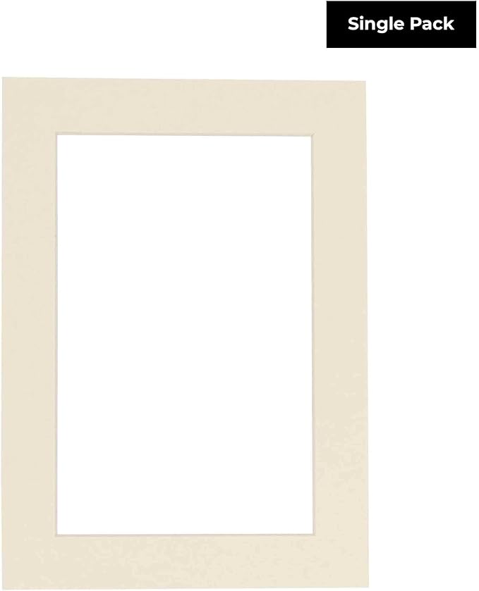 8x10 Mat Bevel Cut for 5x8 Photos - Acid Free Textured Cream Precut Matboard - For Pictures, Photos, Framing - 4-ply Thickness