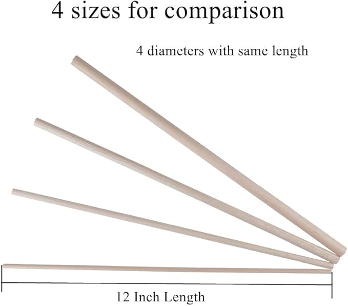 30 Pack Round Wood Dowel Rods 1/4x1/4x12 Inch Balsa Wood Sticks φ1/4 Inch Natural Wood Color Unfinished Wood for Cricut Maker Make Models of House Airplane Ship Boat DIY Wooden(6x6x305mm)