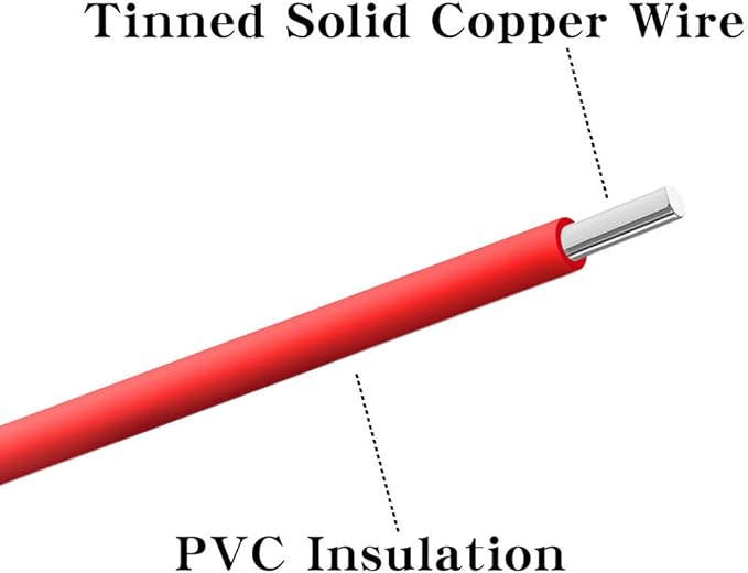 BNTECHGO 22 Gauge PVC 1007 Solid Electric Wire Red 100 ft 22 AWG 1007 Hook Up Tinned Copper Wire
