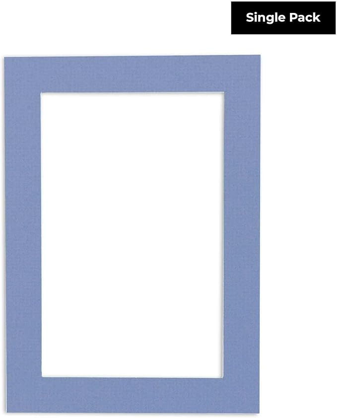 8x10 Mat Bevel Cut for 5x8 Photos - Acid Free Brittany Blue Precut Matboard With Backing Board and Crystal Clear, Self Seal Photo Mat Bag - For Pictures, Photos, Framing - 4-ply Thickness