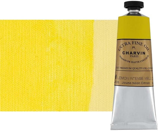 Charvin Extra Fine Oil Paint, Intense Lemon Yellow 60 ml - Triple-Milled, Rich Texture, Poppy Oil-Based, Light-Fast, Handmade, Archival Quality