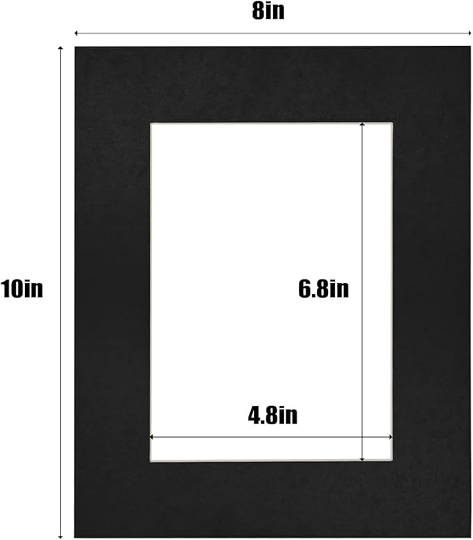 Egofine 8x10 Black Picture Mats Pack of 14, Frame Mattes for 5x7 Pictures, Acid Free, 1.2mm Thickness, with Core Bevel Cut