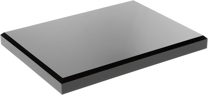 Plymor Black Acrylic Rectangular Beveled Display Base, 8" W x 6" D x 0.75" H, Pack of 3