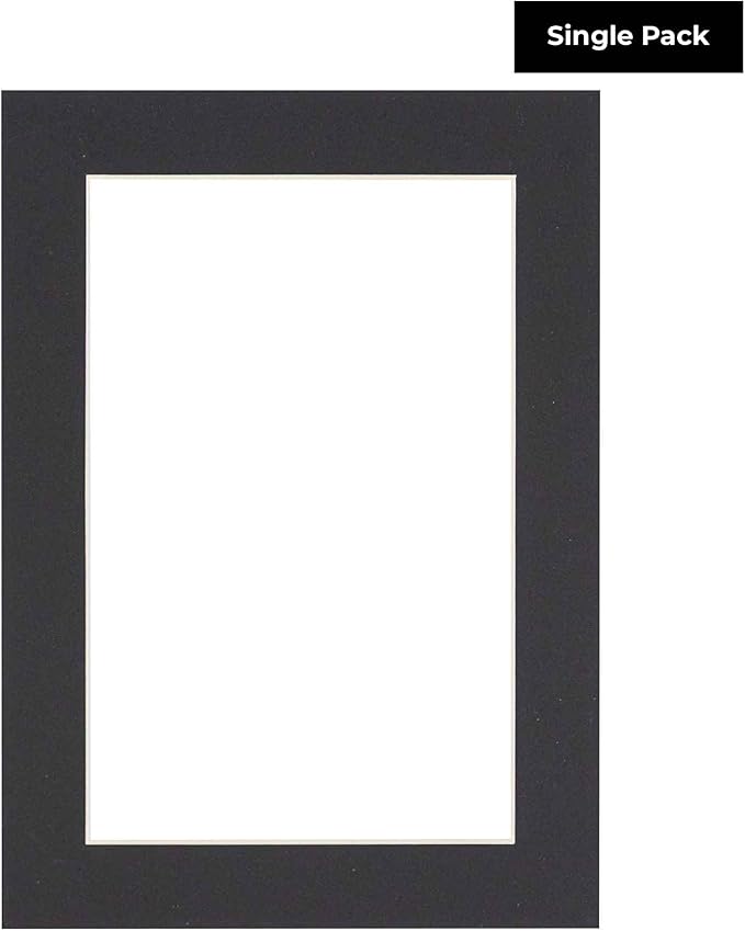 8x10 Mat Bevel Cut for 5.5x8.5 Photos - Acid Free Black Precut Matboard With Backing Board and Crystal Clear, Self Seal Photo Mat Bag - For Pictures, Photos, Framing - 4-ply Thickness