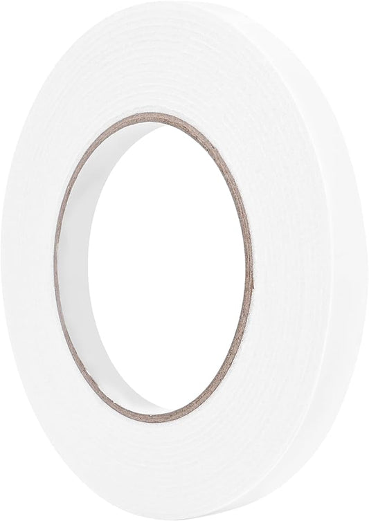 Double Sided Foam Tape 0.39In x 16.5FT, Mounting Tape Heavy Duty, Strong Adhesive Weatherproof Seal Strips for DIY Craft Picture Poster, Car & Gap Filling Mountings, Home Office Decor (White)