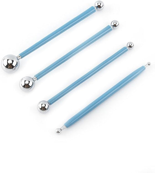 4 Pcs Modeling Ball Tools Double Ended 8 Ball Stainless Steel Dotting Modeling Tools Clay Indentation DIY Ceramics Pottery Carving Tool Embossing Sculpting Set