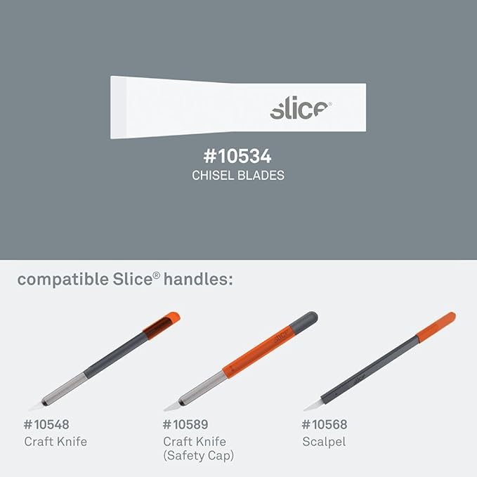 Slice 10534 Chisel Blade, Finger-Friendly Edge, Safer Choice, Never Rusts, Lasts 11x Longer Than Metal, Precision Scraping, Scratchboard Art, Sculpting