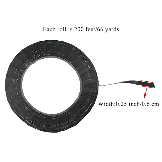HAHIYO Black 0.25Inch Wide Floral Tape Waterproof Florist Tape Flower Wrap Adhesive Waterproof Decorative Tape for Bouquet Stem Wrapping Flower Arranging and Floral Craft, 2Rolls 200Feet/66Yard Total