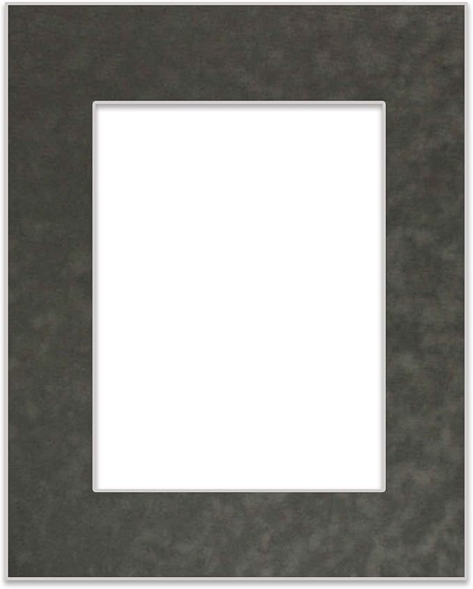 Pack of 25 Acid Free 11x14 Mats Bevel Cut for 8.5x11 Photos - Dark Grey Suede Precut Matboards With Backing Boards and Clear Photo Mat Bags For Pictures, Photos, Framing - 4-ply Thickness