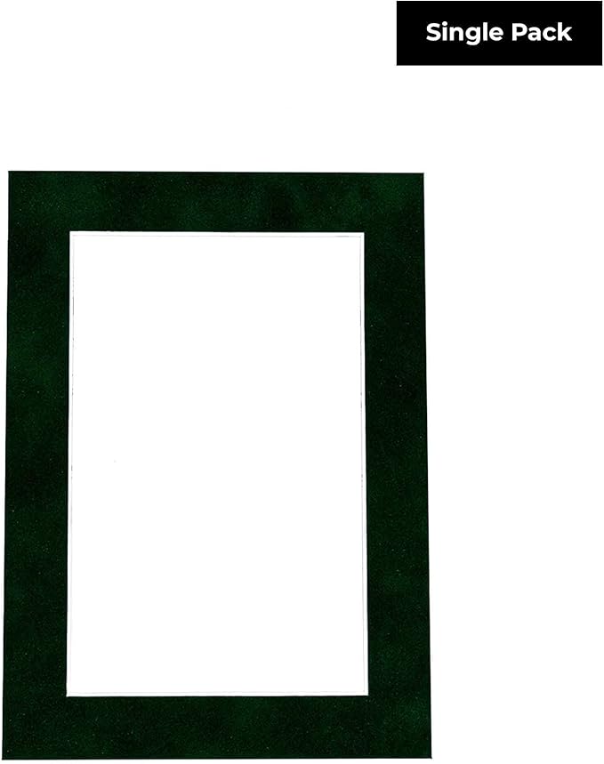 8x10 Mat Bevel Cut for 5.5x8.5 Photos - Acid Free Green Suede Precut Matboard - For Pictures, Photos, Framing - 4-ply Thickness